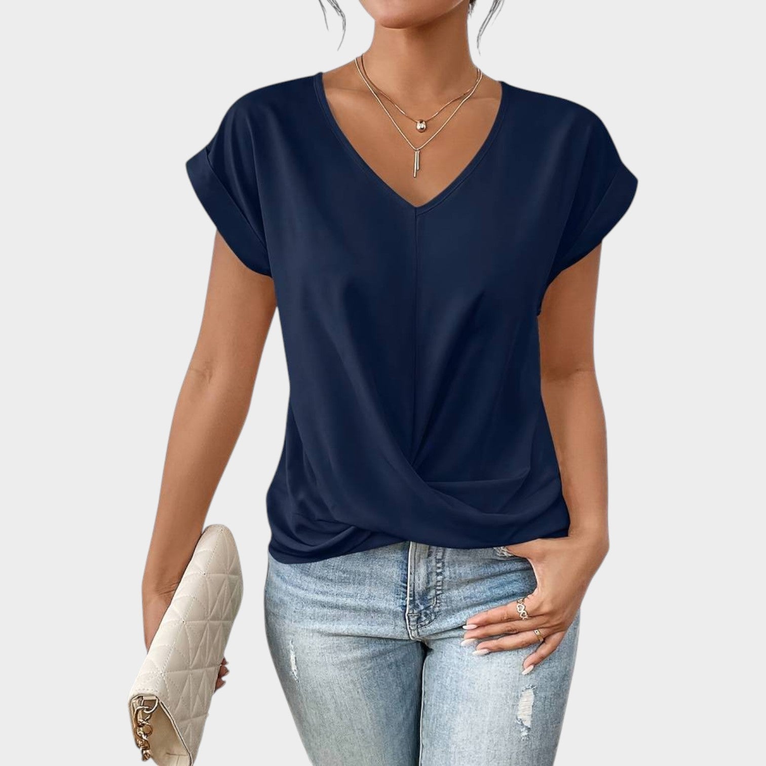 V Neck Short Sleeve Top