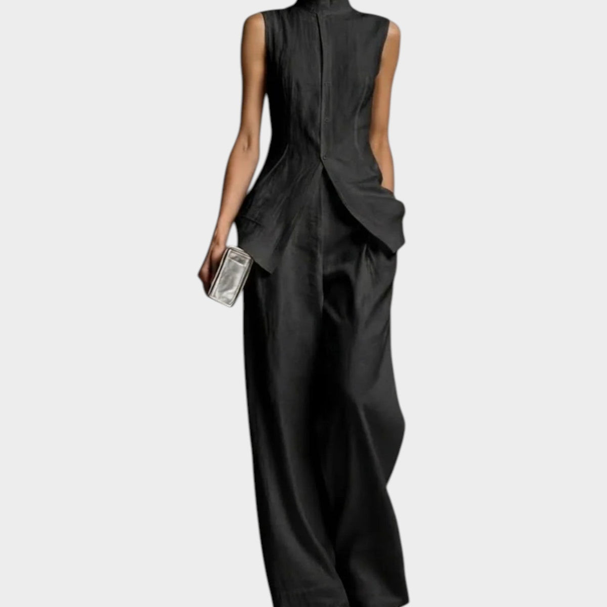Women's Tailored Sleeveless Wide Leg Two Piece Set
