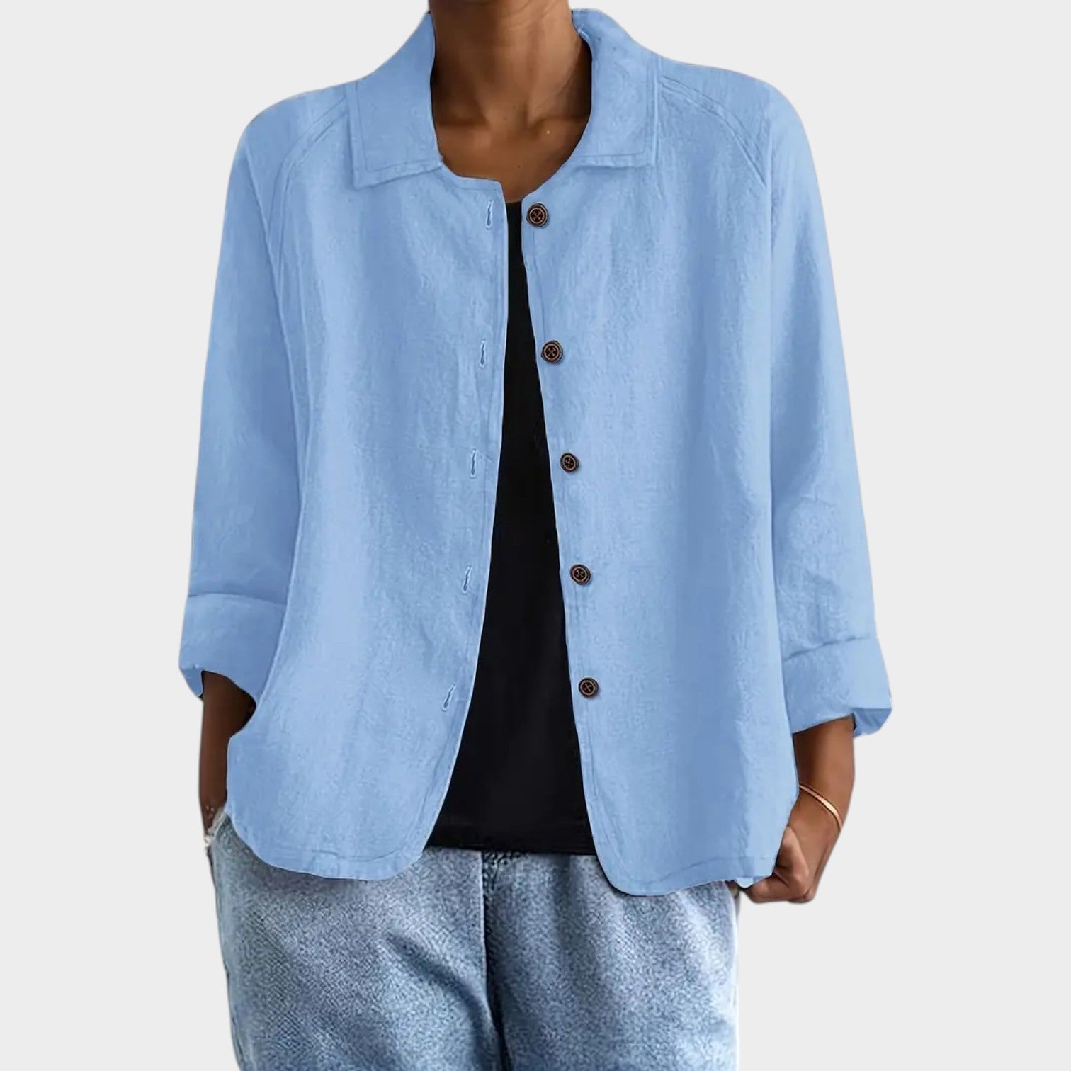 Textured Button Up Blouse