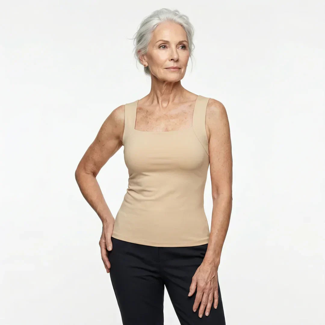 Calista | Women's Square Neck Tank Top with Built-In Bra
