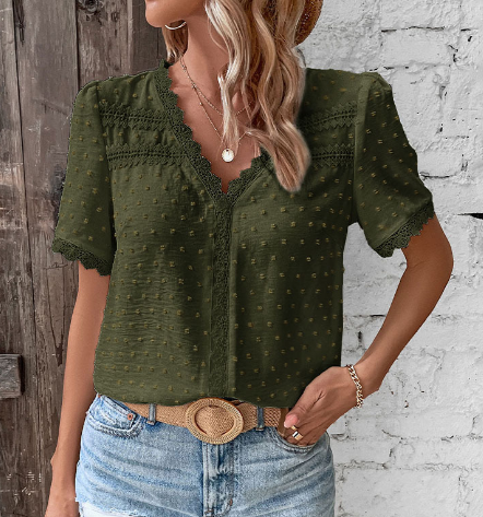 Camille | Women's Lace V-Neck Top