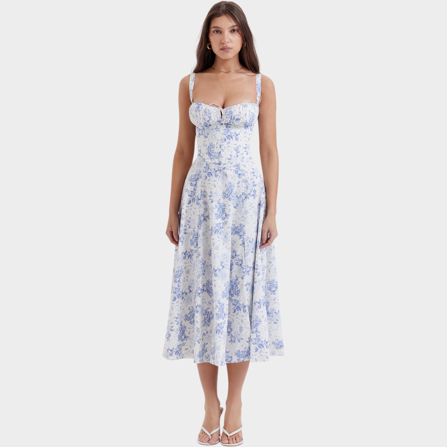 Corset Floral Summer Midi Dress