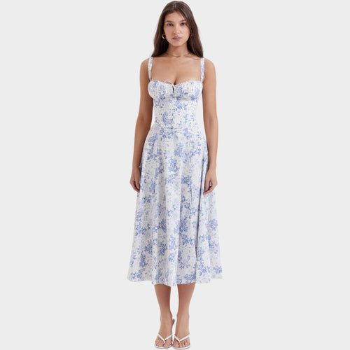 Corset Floral Summer Midi Dress