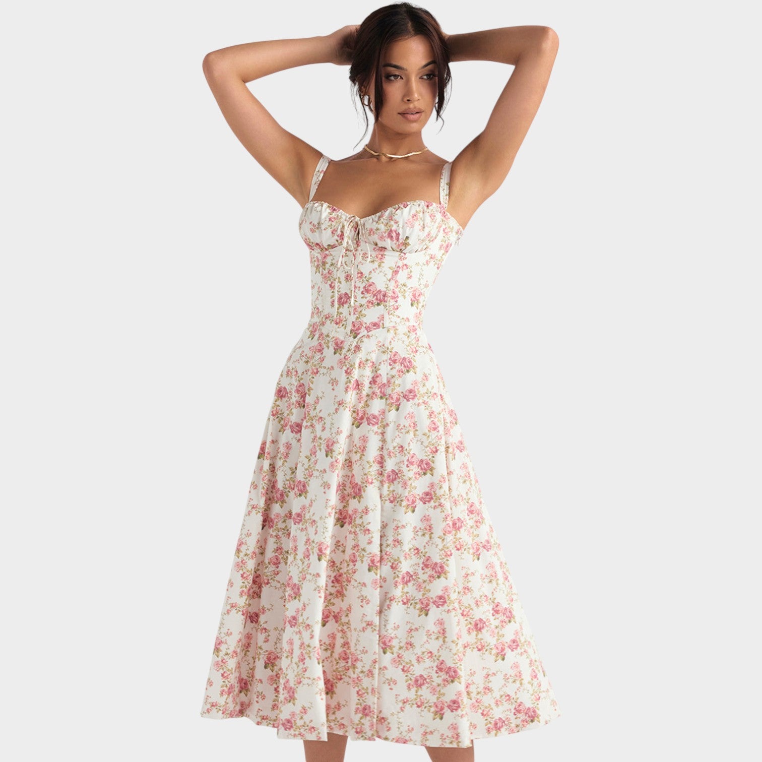 Corset Floral Summer Midi Dress