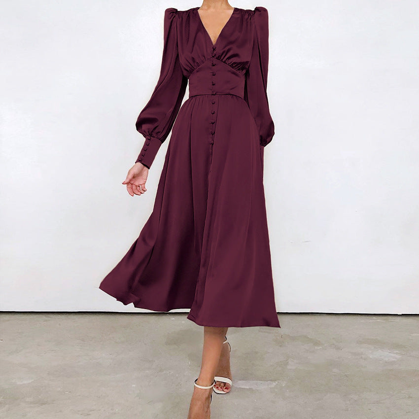 Catalina | Women's Long Sleeve V-Neck Midi Dress