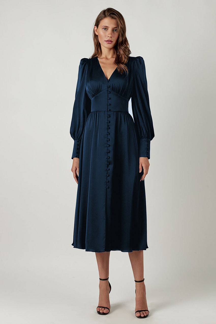 Catalina | Women's Long Sleeve V-Neck Midi Dress