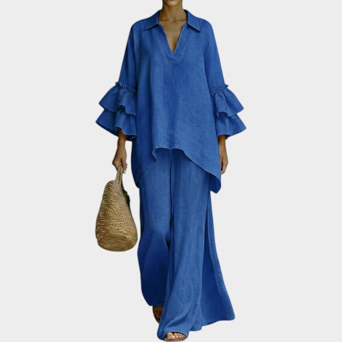 Women's Ruffle Sleeve Two Piece Matching Set