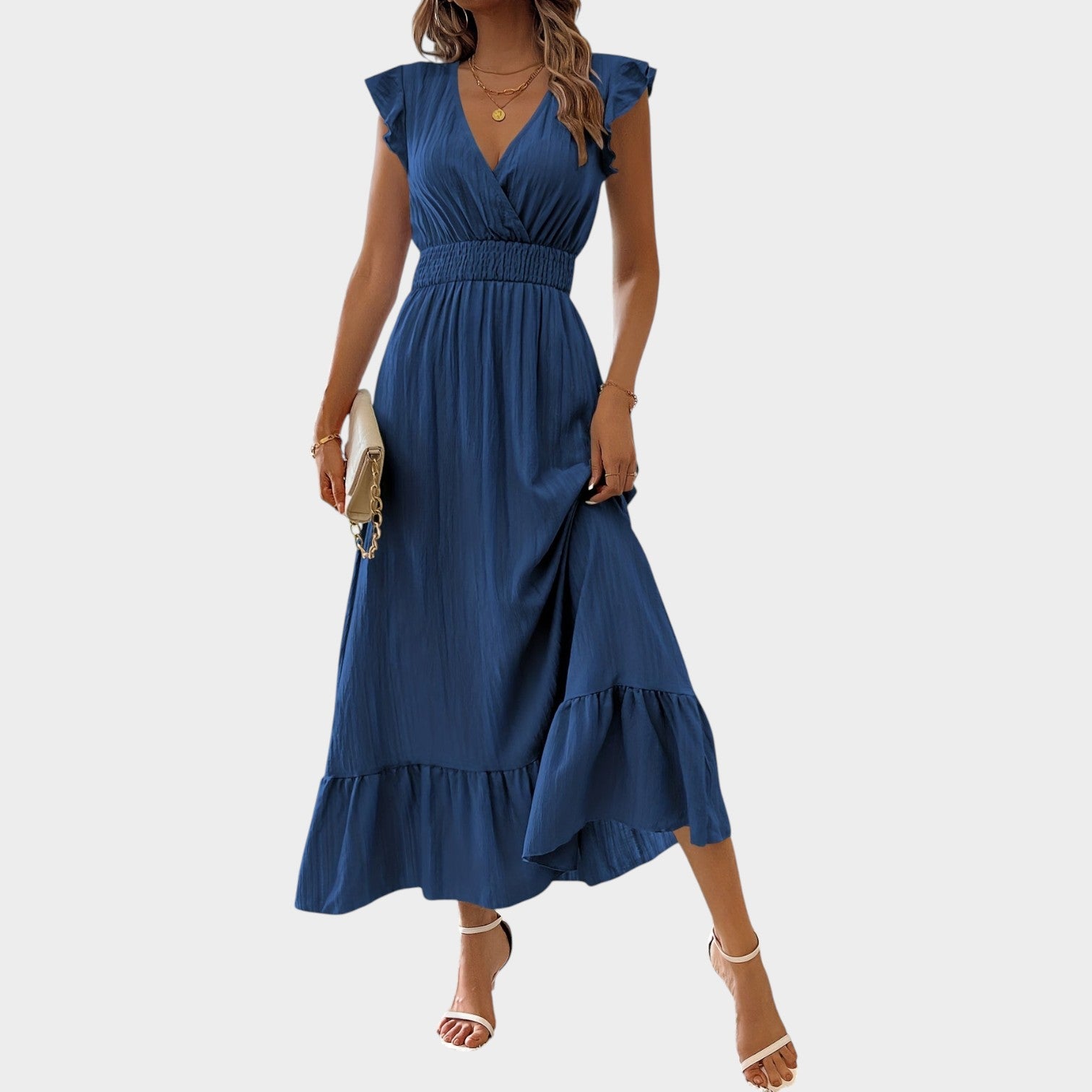 Cocktail Ruffle Wrap Maxi Dress