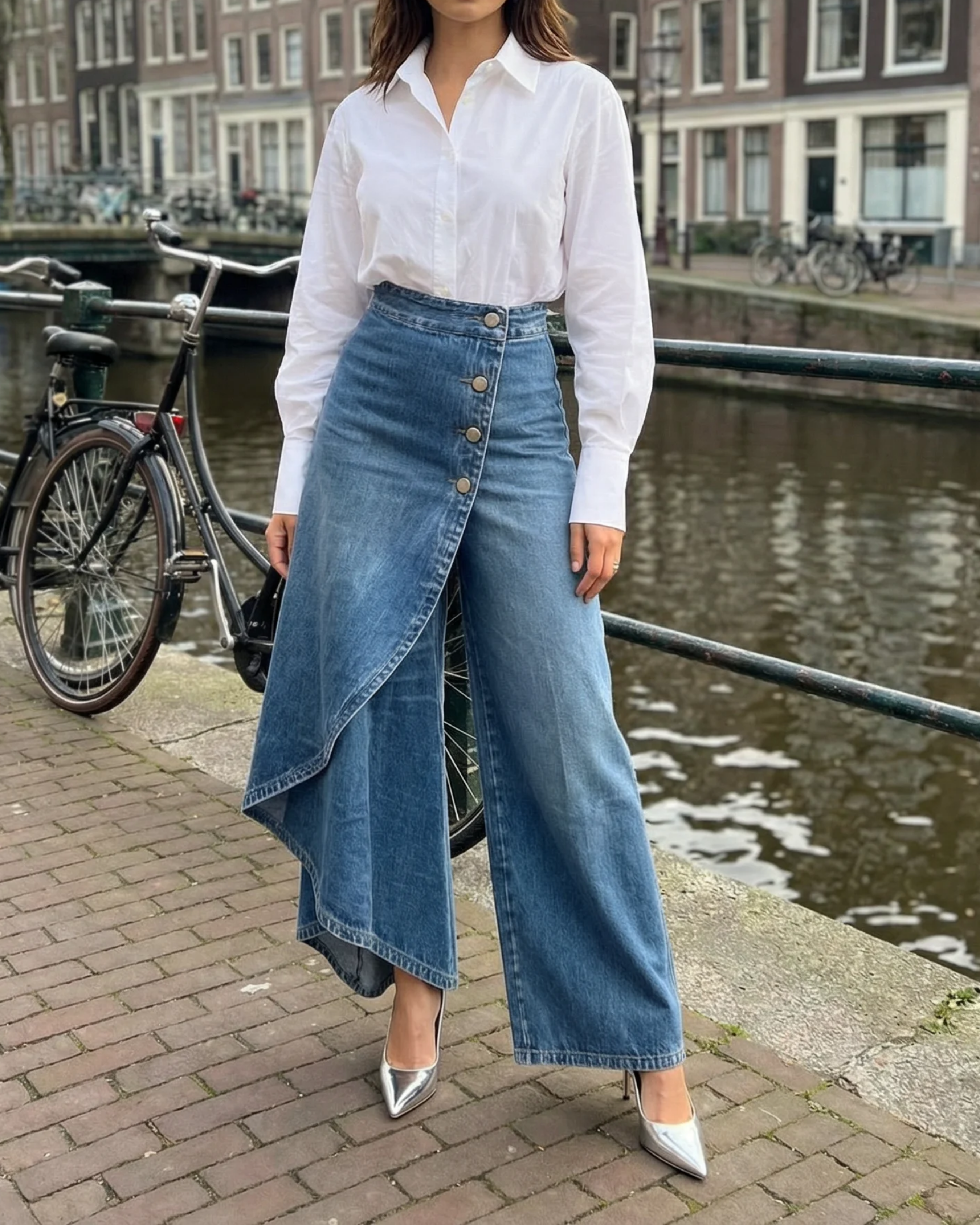 Celeste | Women's High-Waisted Wide-Leg Wrap Trousers