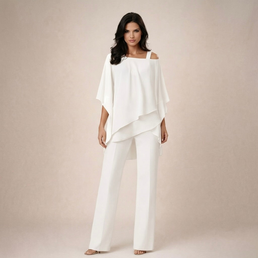 Celeste | Women's Off-Shoulder Top and Wide-Leg Pants Ensemble