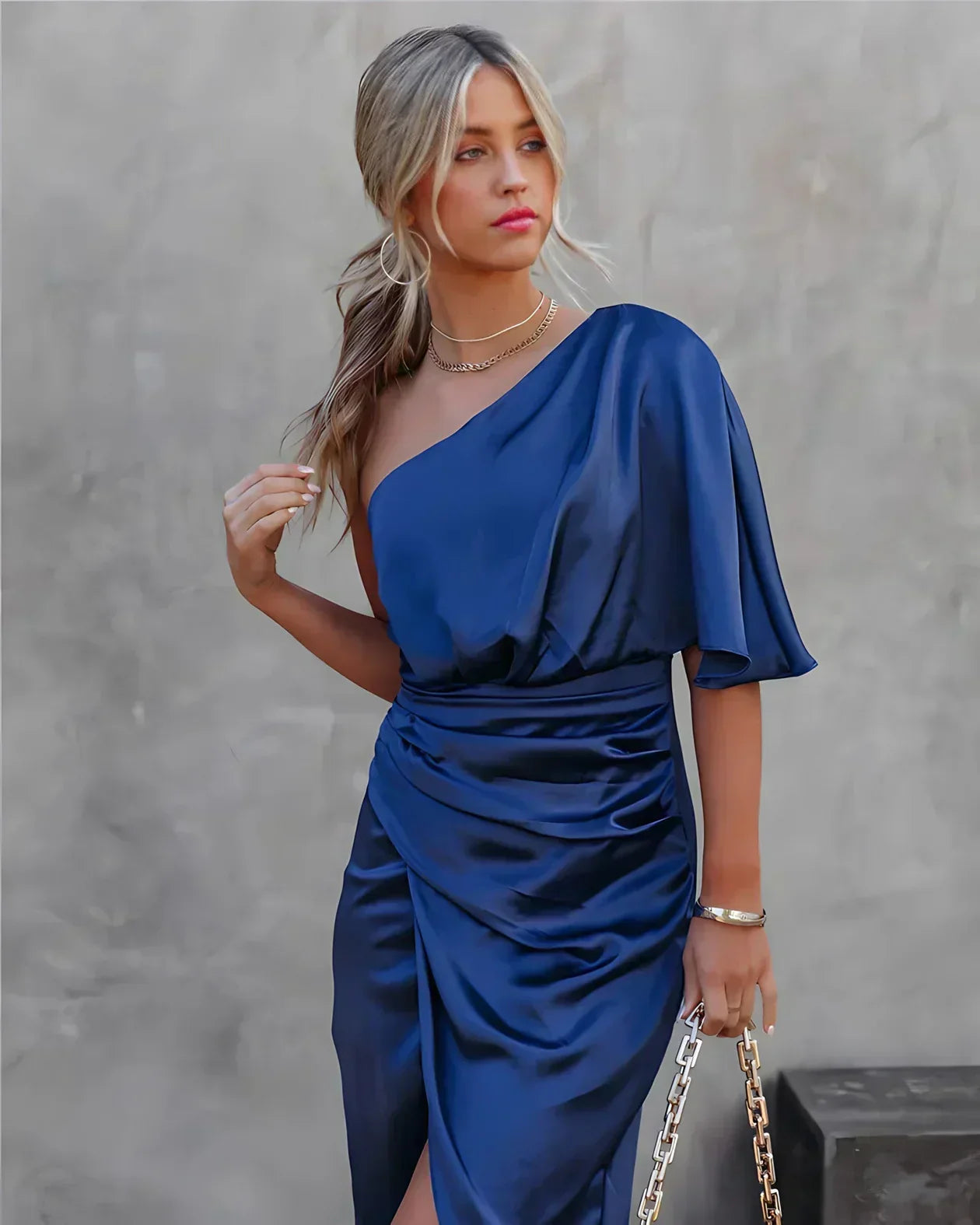 Celeste | Women's Asymmetric One-Shoulder Midi Dress