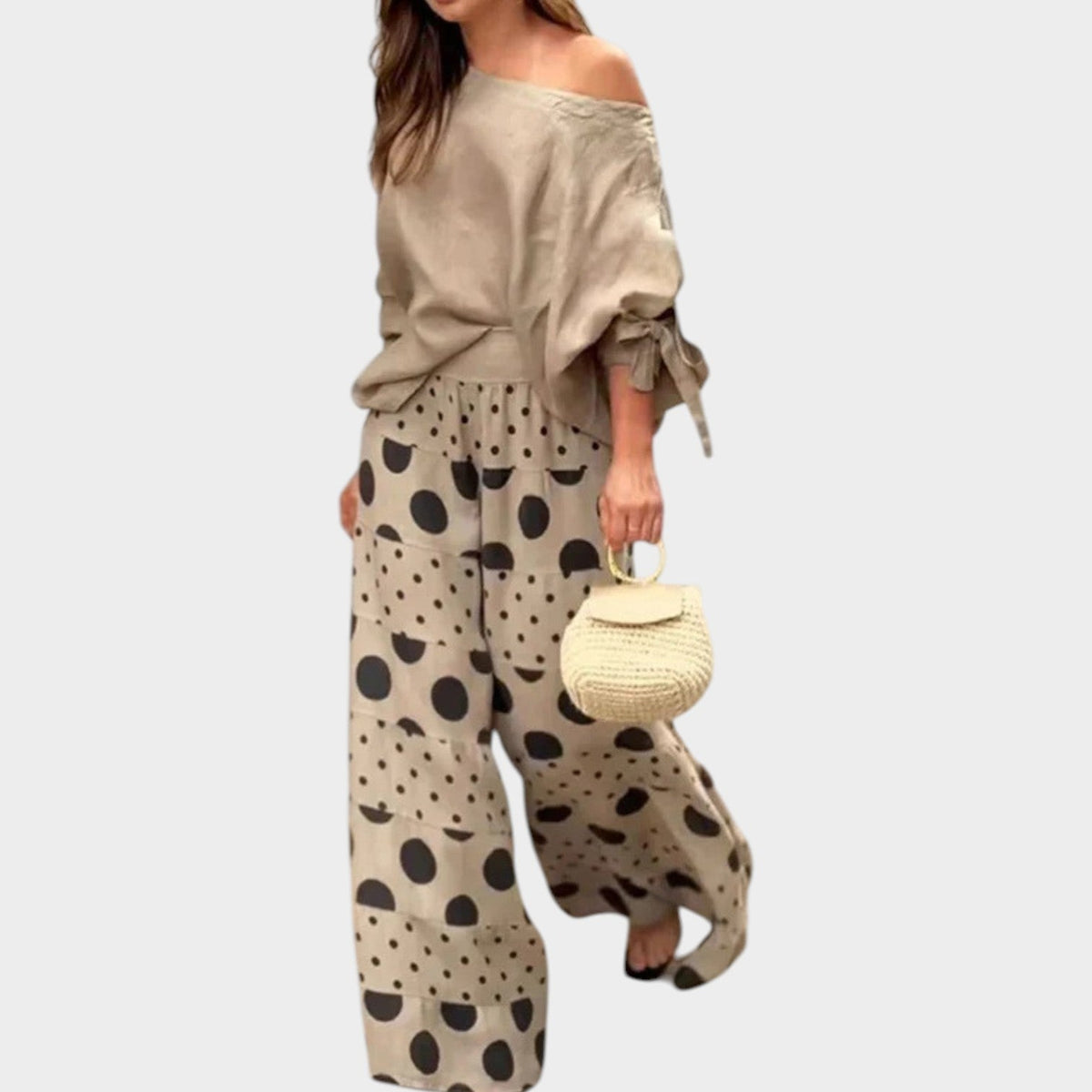 Women's Matching Set Polka Dot Off Shoulder
