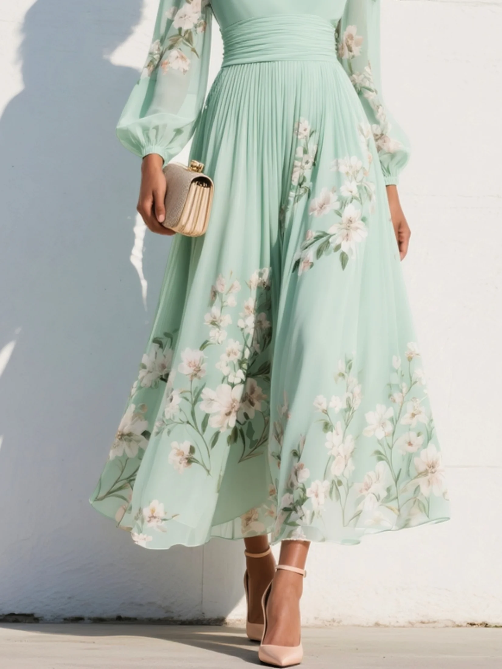 Clementina | Women's Floral V-Neck Midi Dress" can be rewritten as:

"Clementina | Women's Midi Dress with Floral V-Neck Design