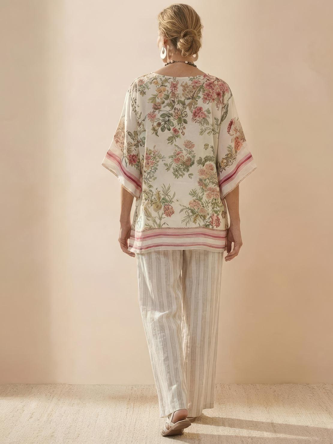 Paloma | Women's Striped Wide-Leg Pants and Tee Set - Casual Two-Piece Outfit