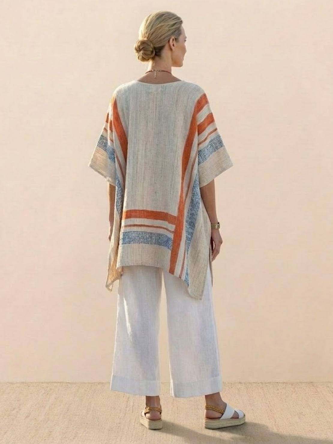 Paloma | Women's Striped Wide-Leg Pants and Tee Set - Casual Two-Piece Outfit