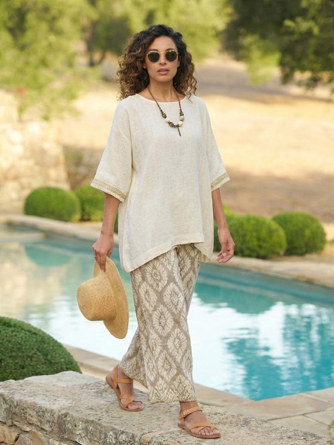 Paloma | Women's Striped Wide-Leg Pants and Tee Set - Casual Two-Piece Outfit
