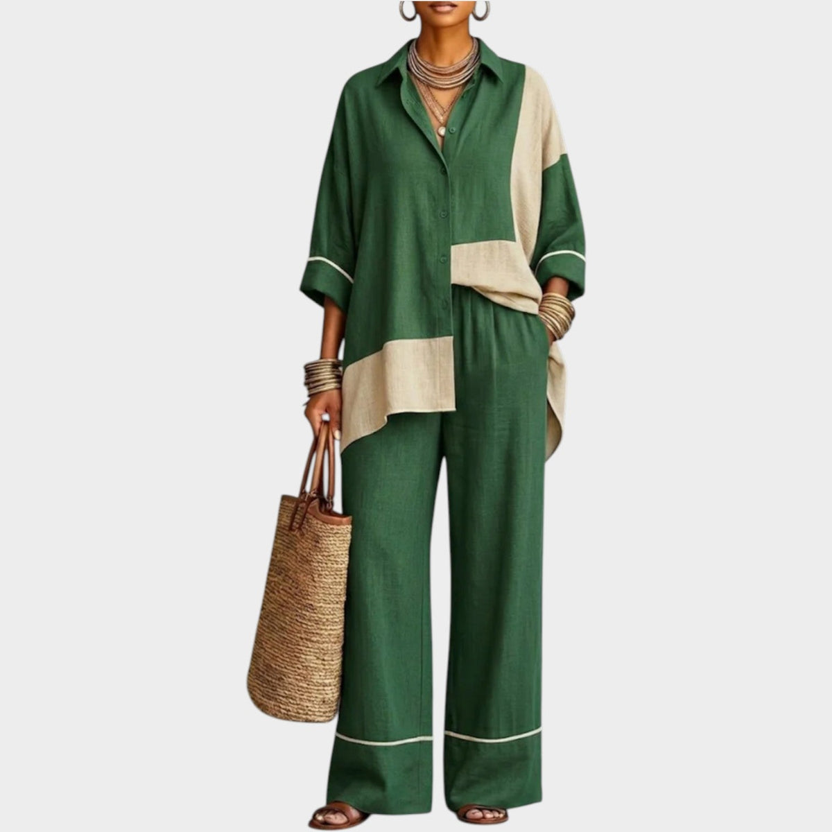 Women's Matching Set Colour Block Two Piece