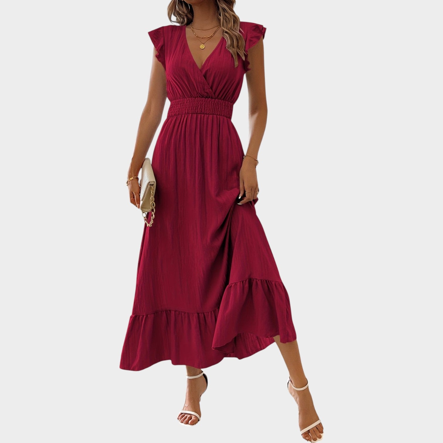 Cocktail Ruffle Wrap Maxi Dress