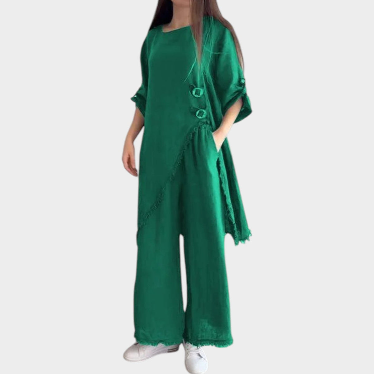 Women's Asymmetric Linen Two-Piece Set