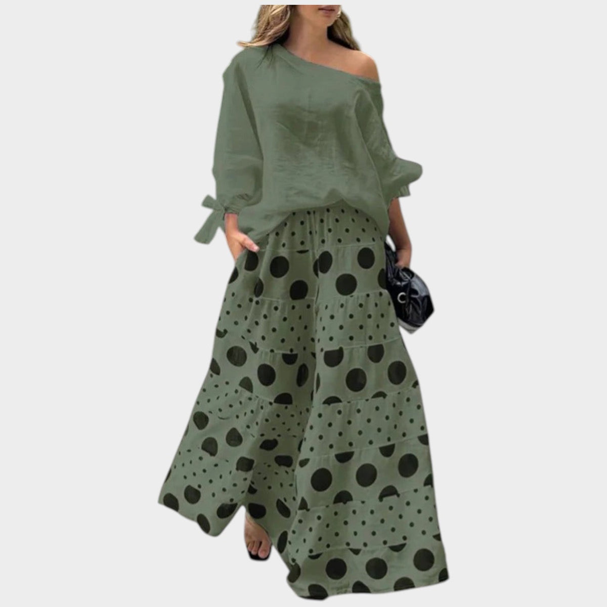 Women's Matching Set Polka Dot Off Shoulder