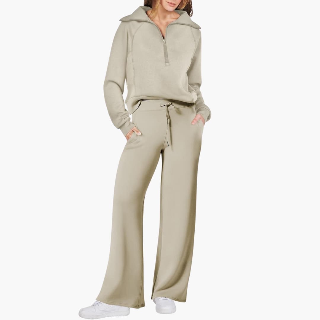 Daphne | Women's Wide Leg Lounge Set with Half Zip