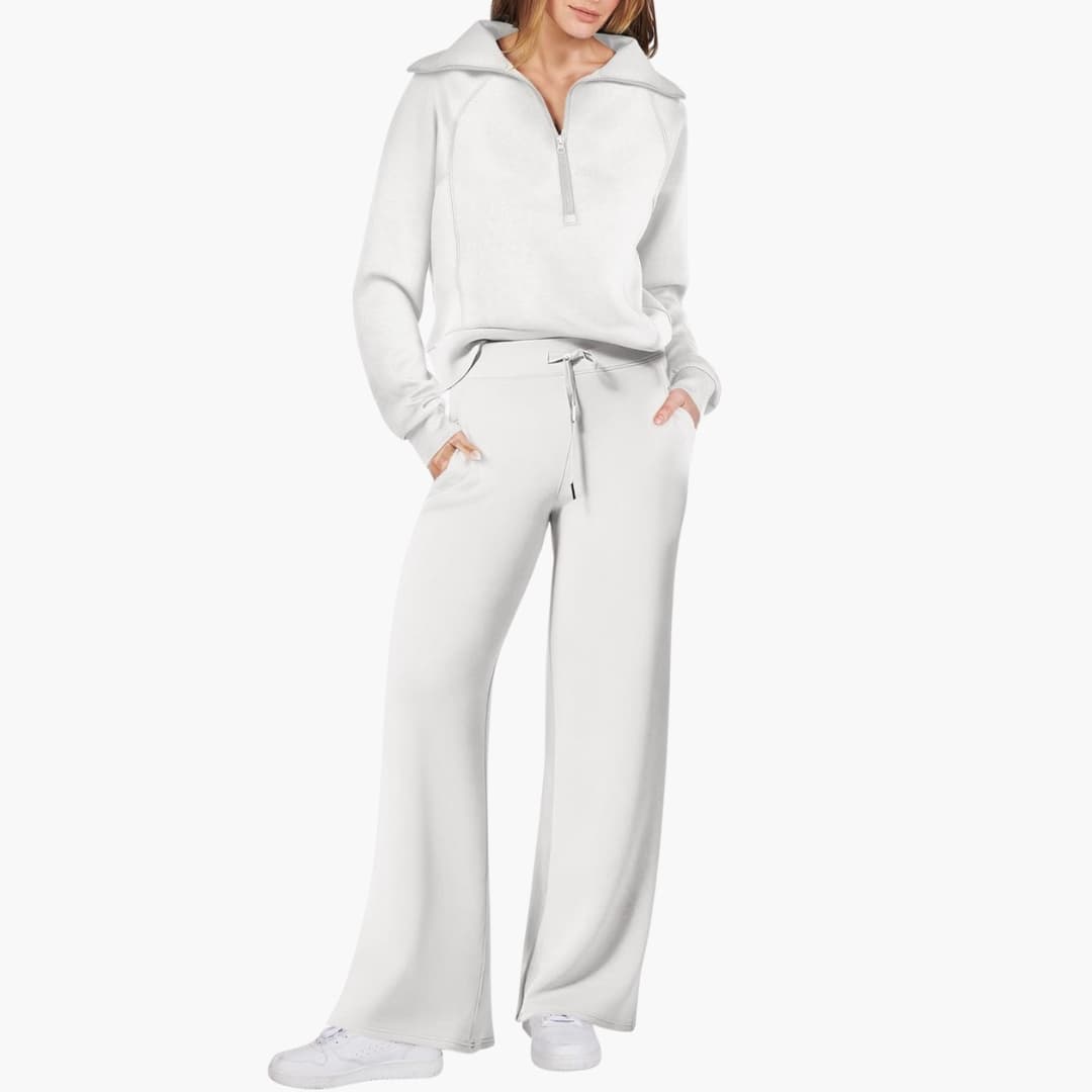 Daphne | Women's Wide Leg Lounge Set with Half Zip