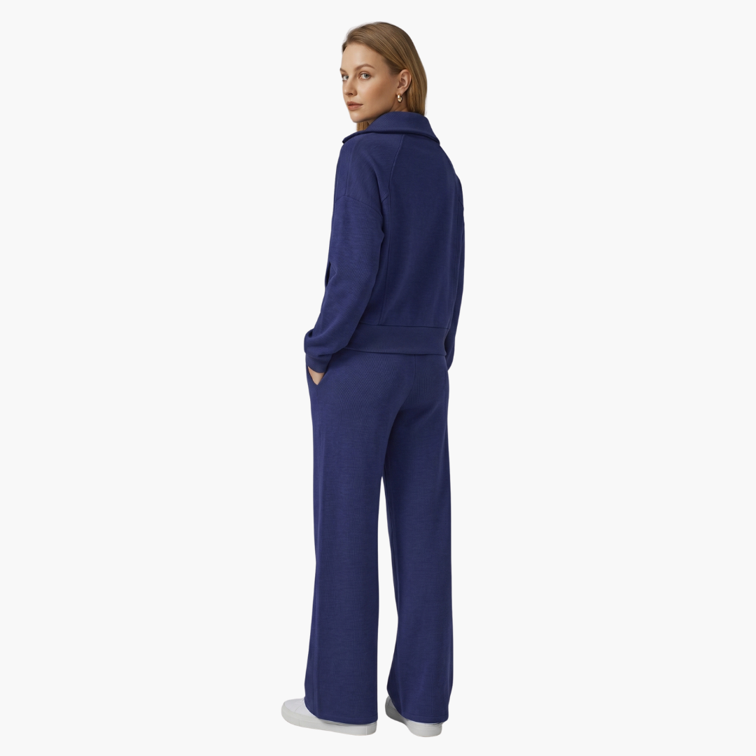 Daphne | Women's Wide Leg Lounge Set with Half Zip