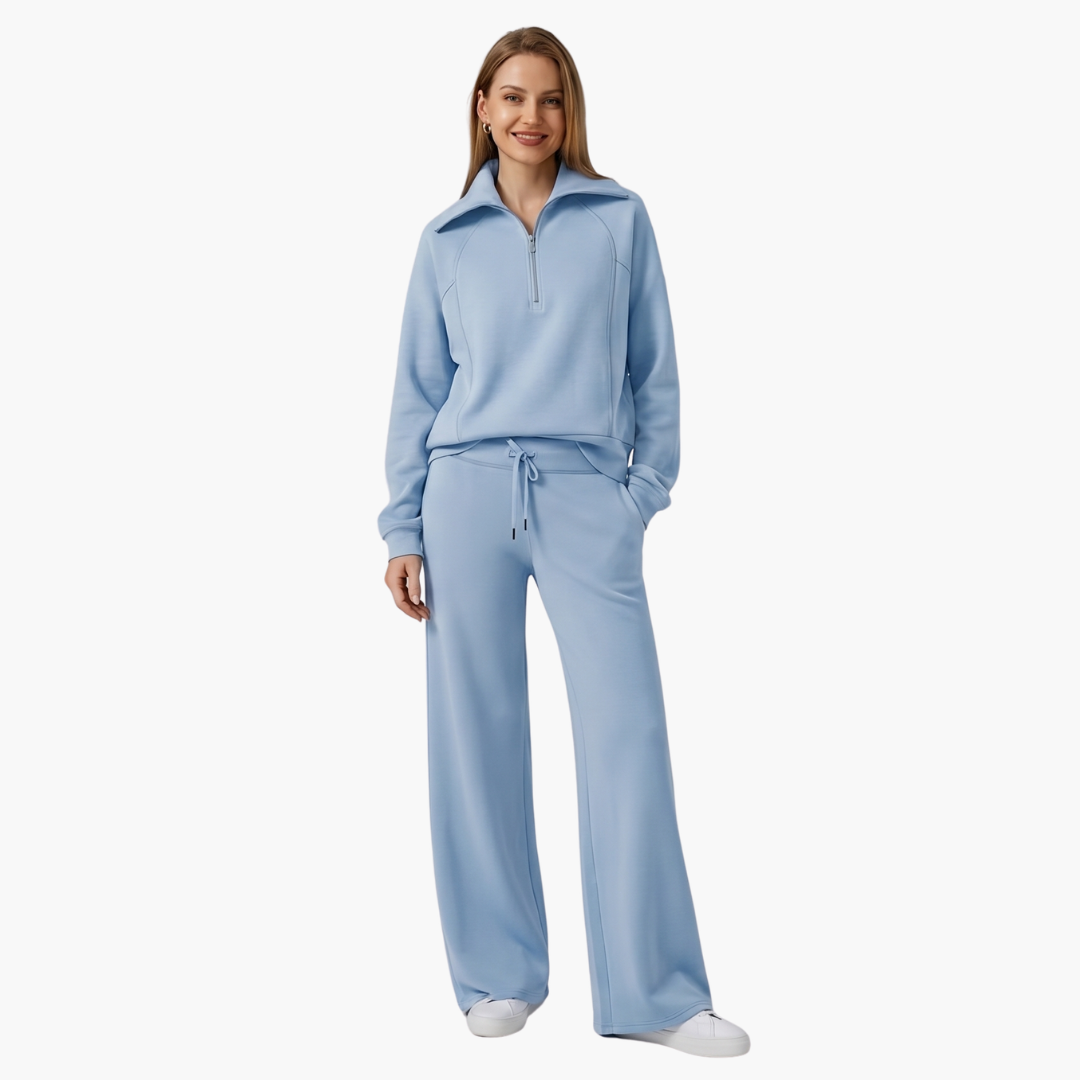 Daphne | Women's Wide Leg Lounge Set with Half Zip