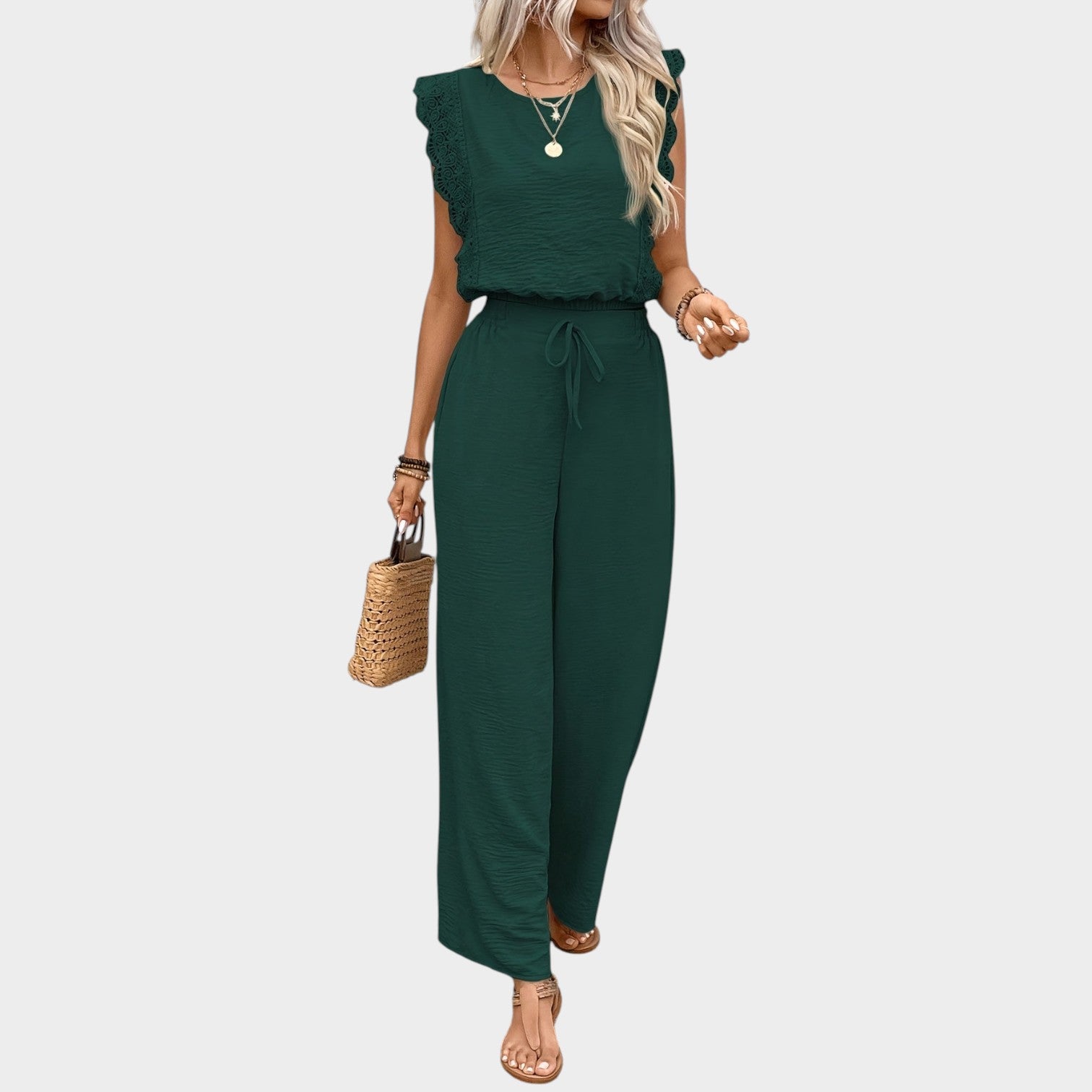 Ruffle Wide Leg Pants Set