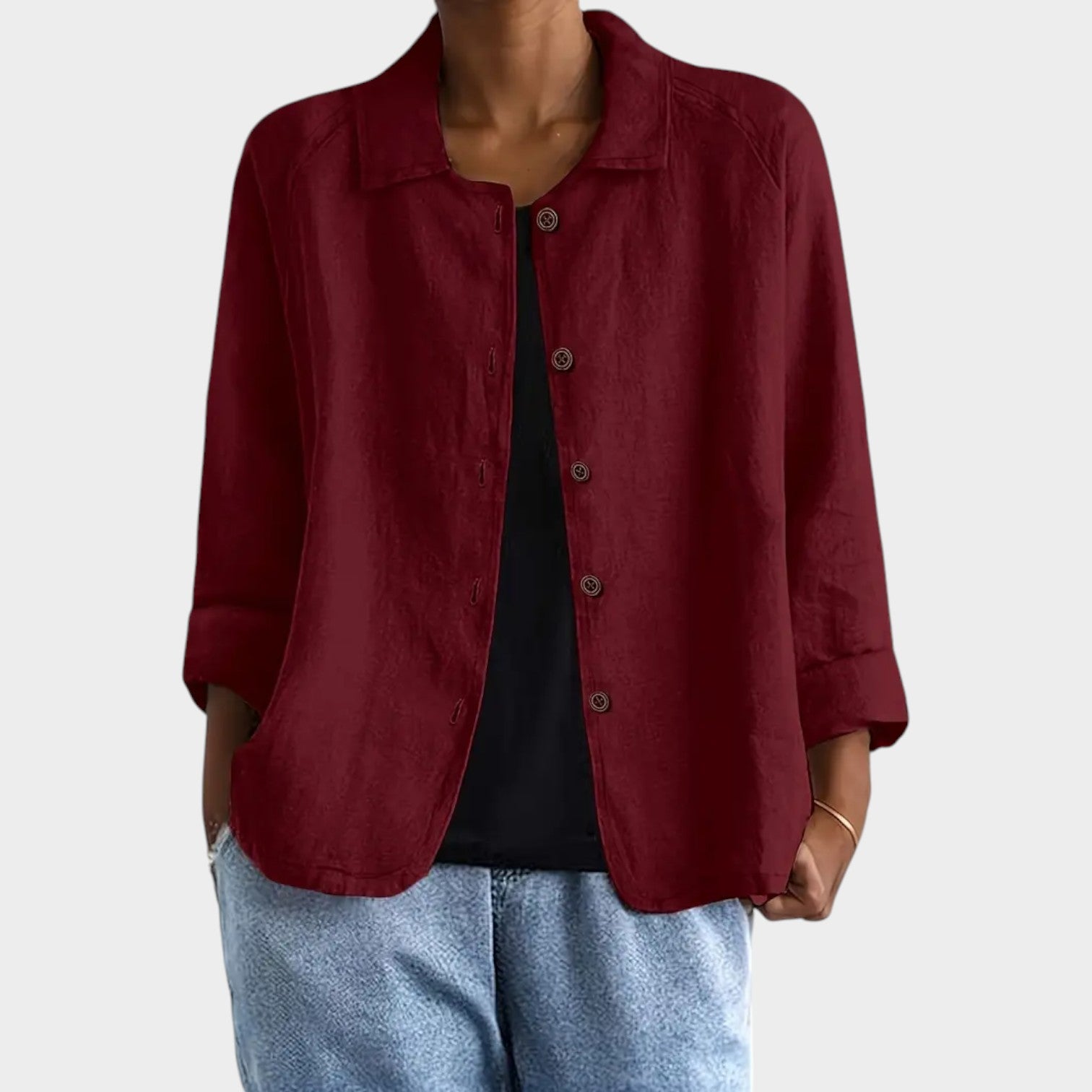 Textured Button Up Blouse