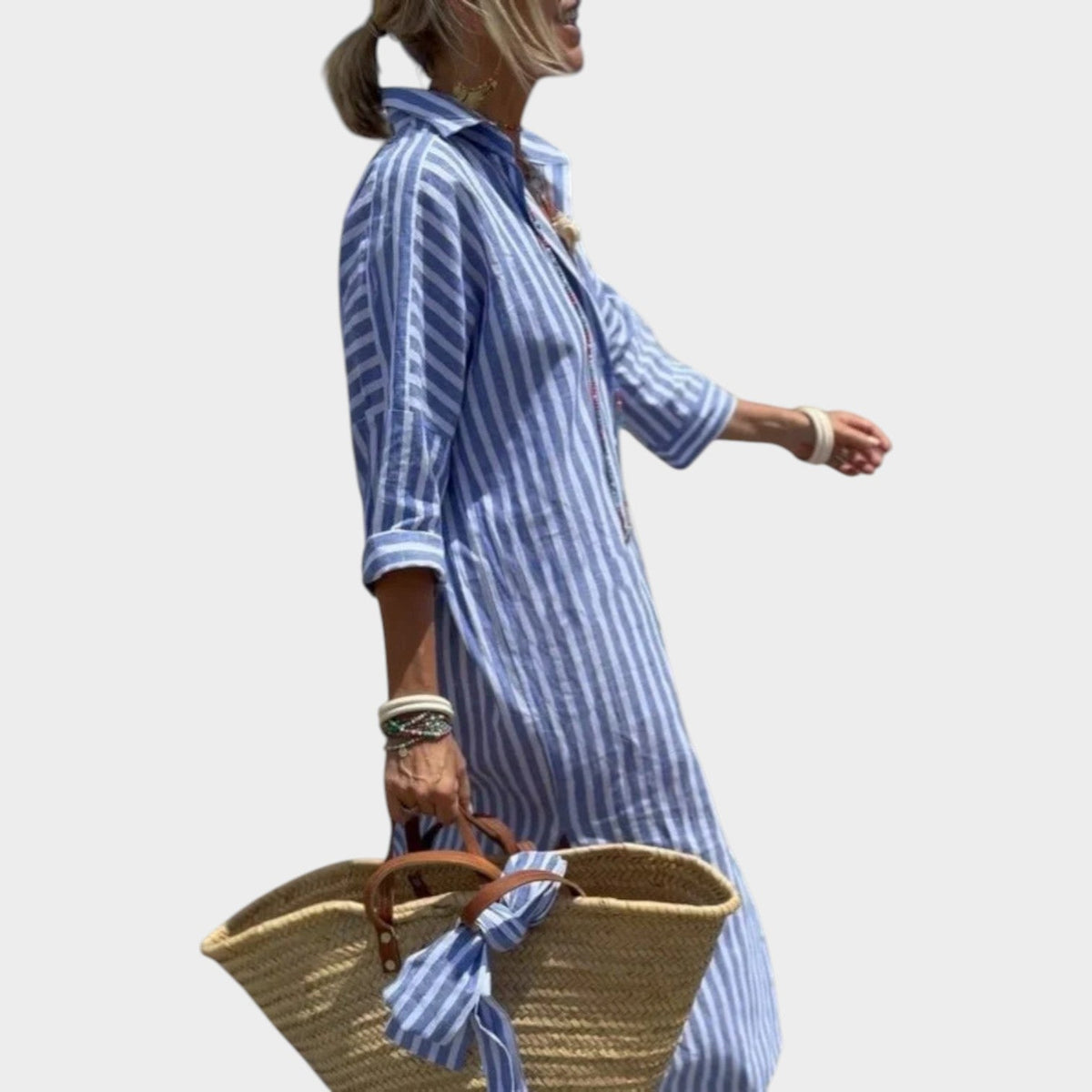 Women's Summer Midi Dress Shirt Button Down