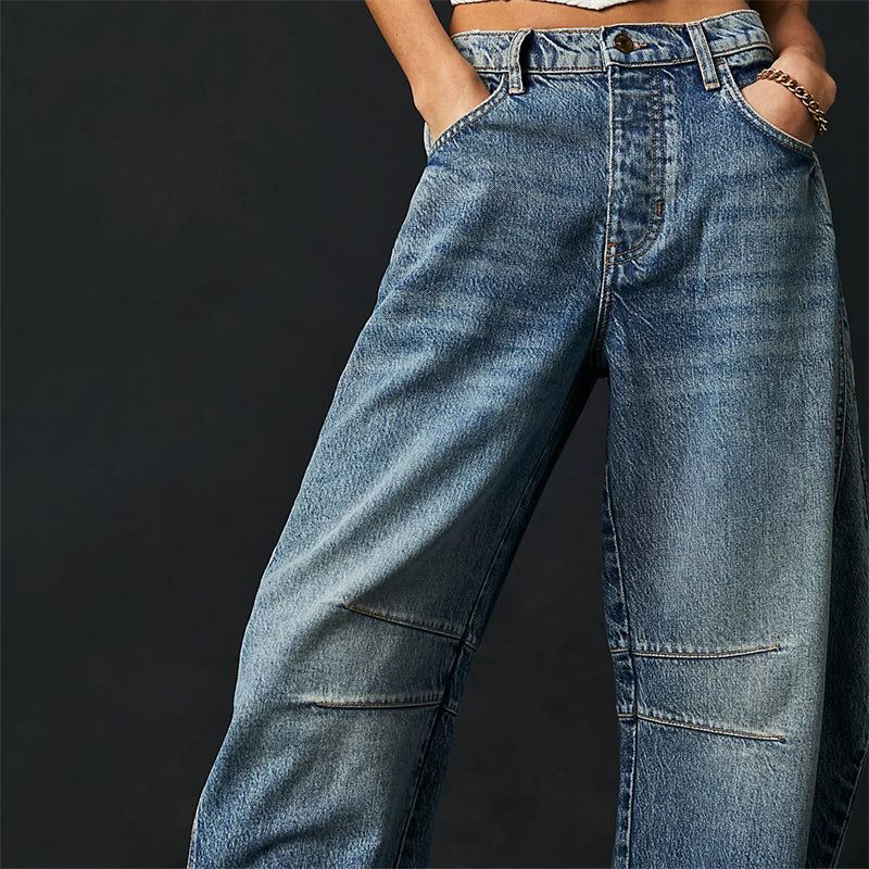 Women's Relaxed Fit High Waist Barrel Leg Jeans