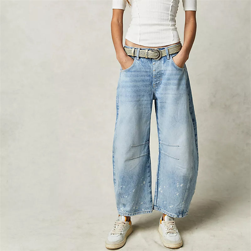 Women's Relaxed Fit High Waist Barrel Leg Jeans