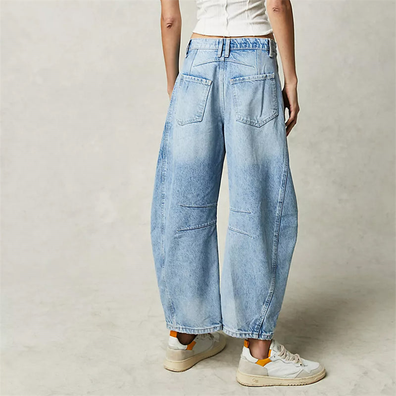 Women's Relaxed Fit High Waist Barrel Leg Jeans