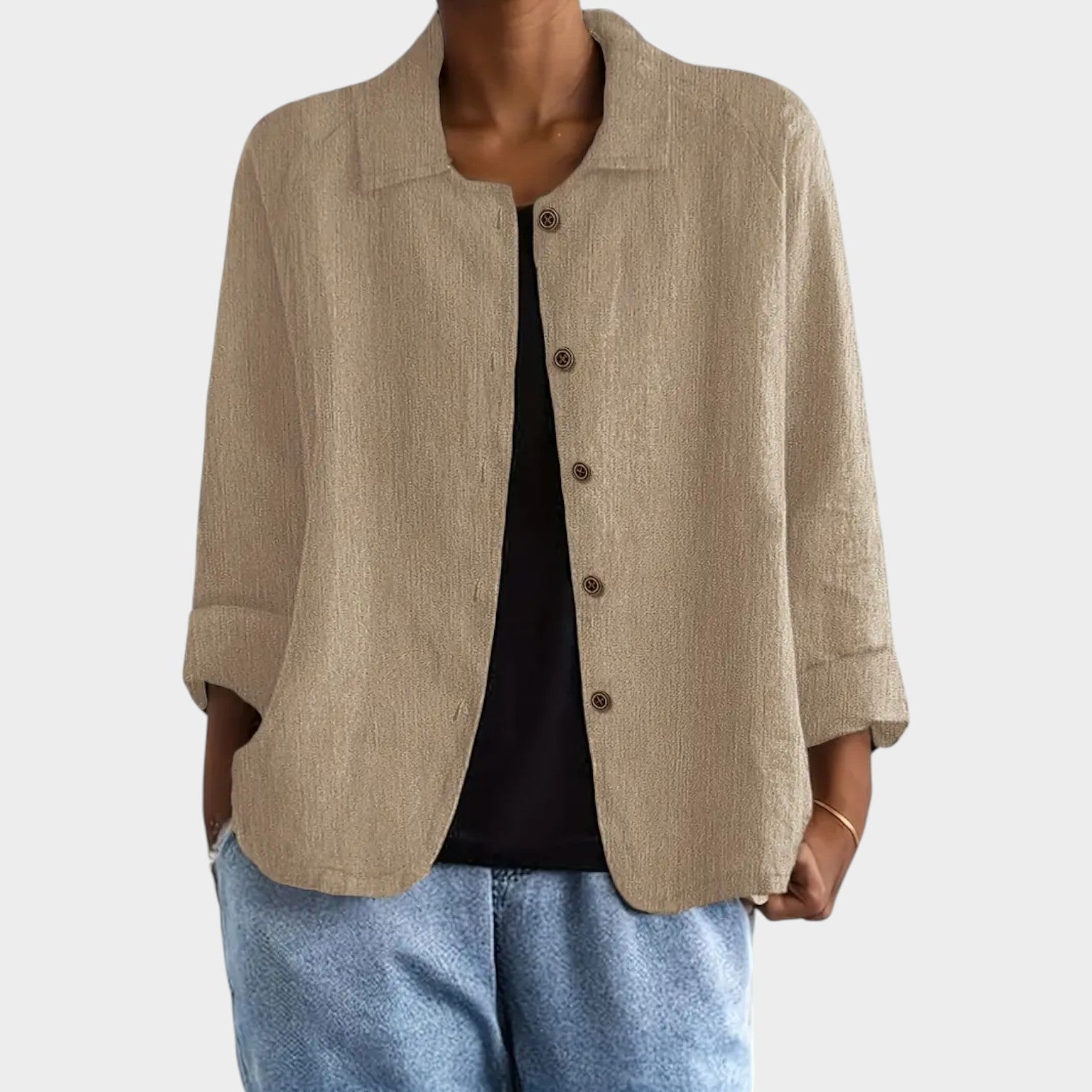 Textured Button Up Blouse