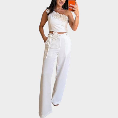 Women's Matching Set One Shoulder Floral Two Piece
