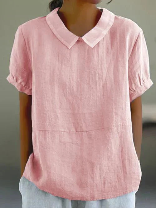 Ivy | Women's Casual Short Sleeve Top with Peter Pan Collar
