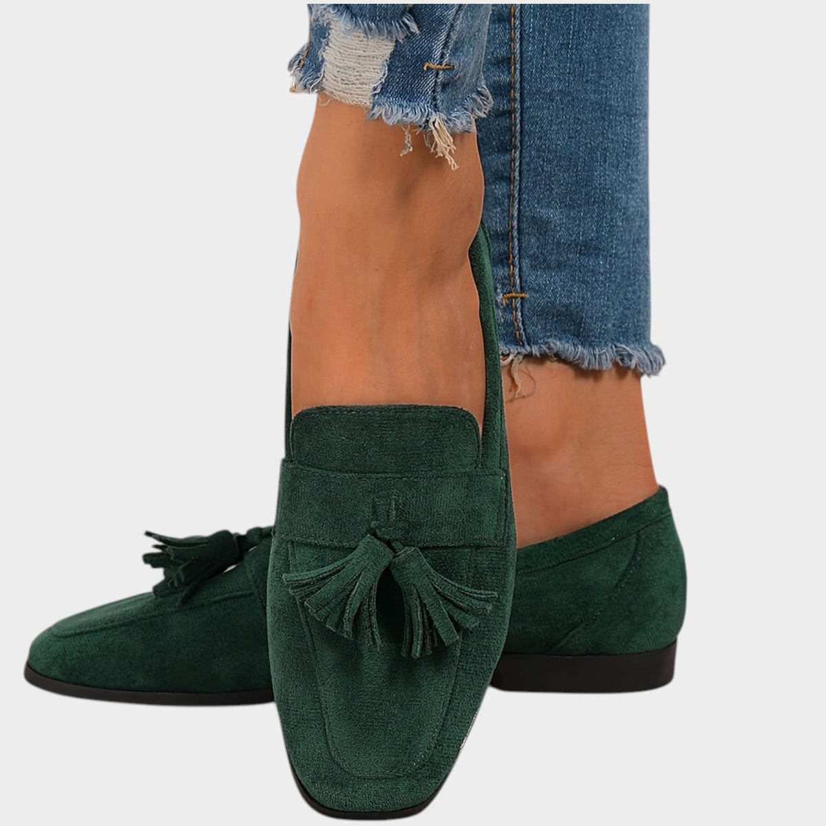 Women’s Tassel Loafers with Low Block Heel