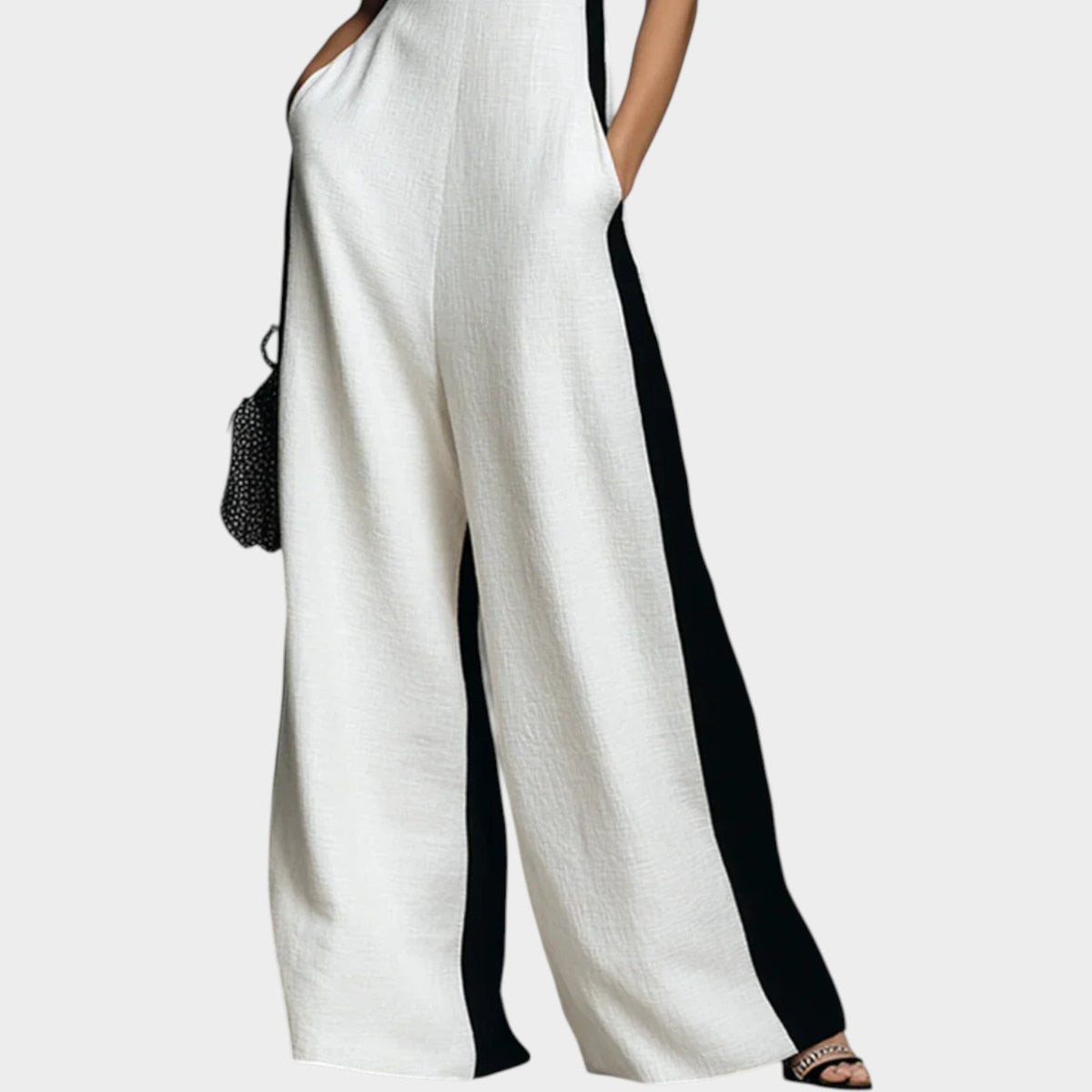 Women's Jumpsuit Linen Deep V-Neck Sleeveless