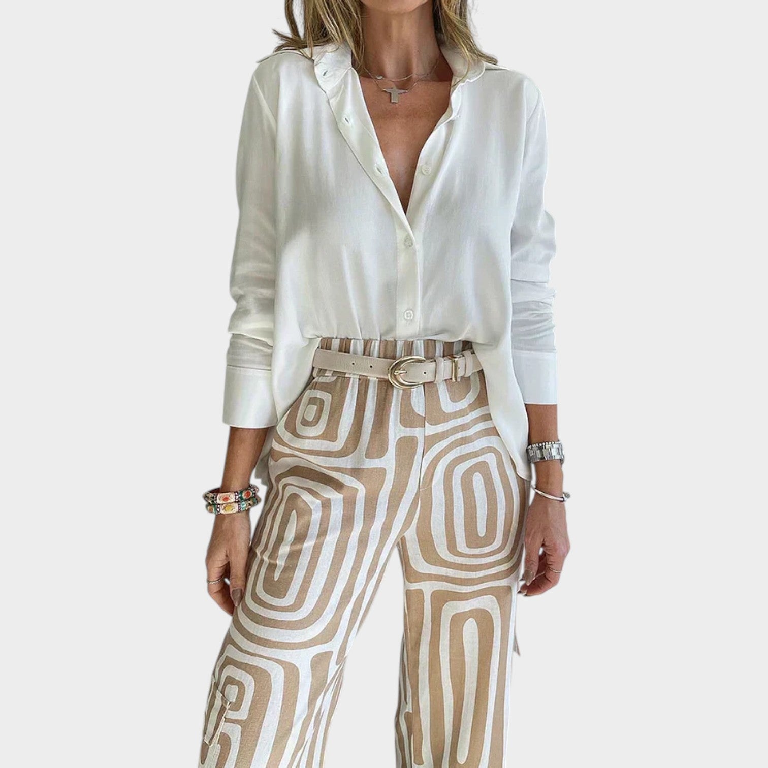 Co-Ord Geometric Print Wide Leg Set