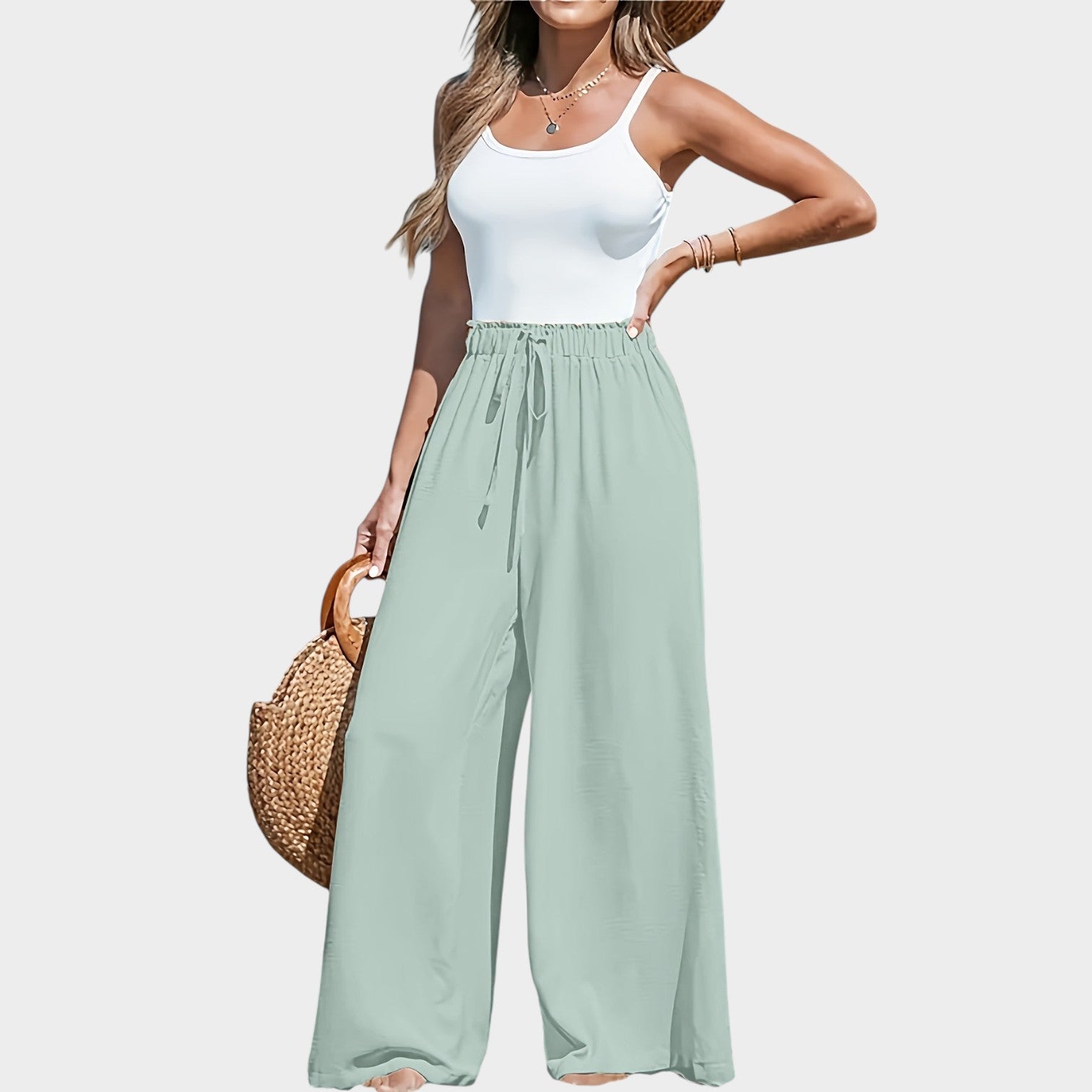 High Waisted Wide Linen Pants