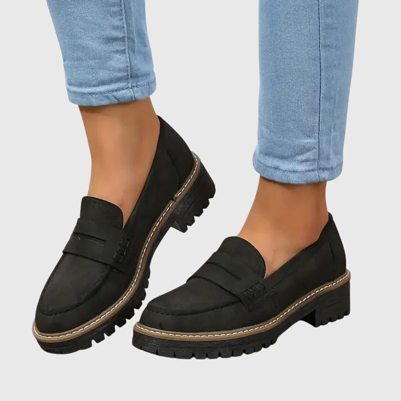Women’s Suede Loafers Slip-On Penny Strap Lug Sole