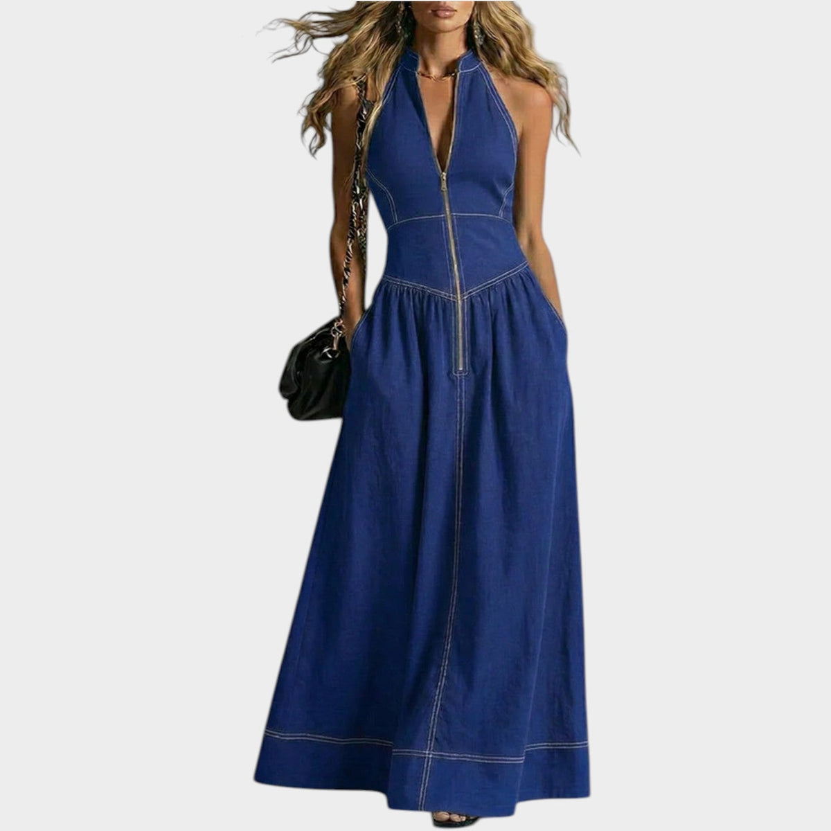 Women's Zip-Front Maxi Dress