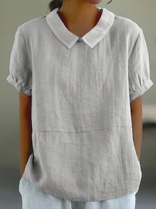 Ivy | Women's Casual Short Sleeve Top with Peter Pan Collar