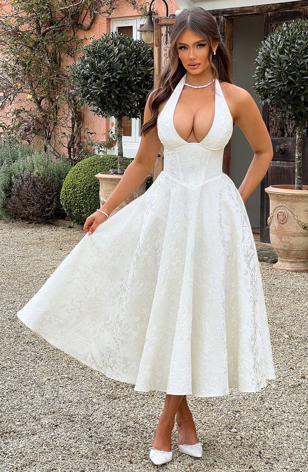 Caroline | Women's Embellished V-Neck Dress for Wedding Guests