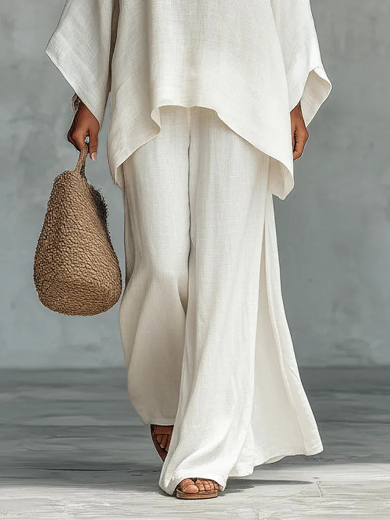 Evangeline | Women's Asymmetrical Top and Wide Leg Pants Ensemble