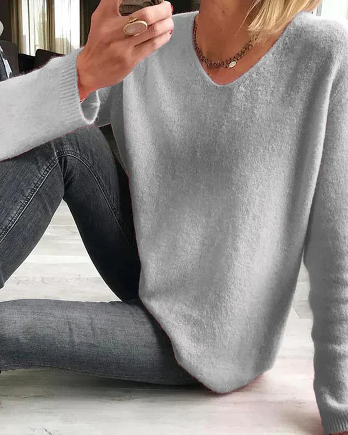 Evelina | Women's Long Sleeve V-Neck Sweater