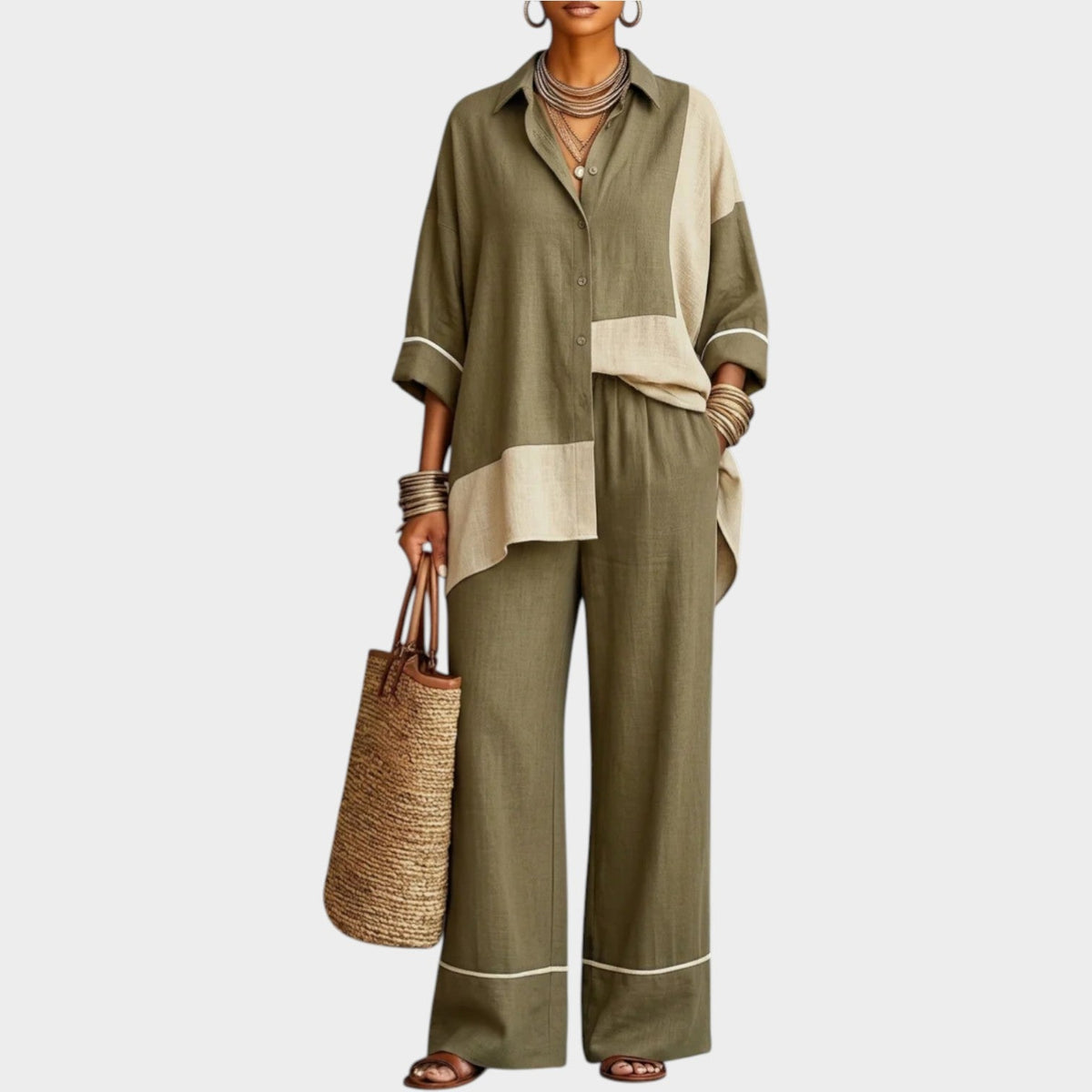 Women's Matching Set Colour Block Two Piece