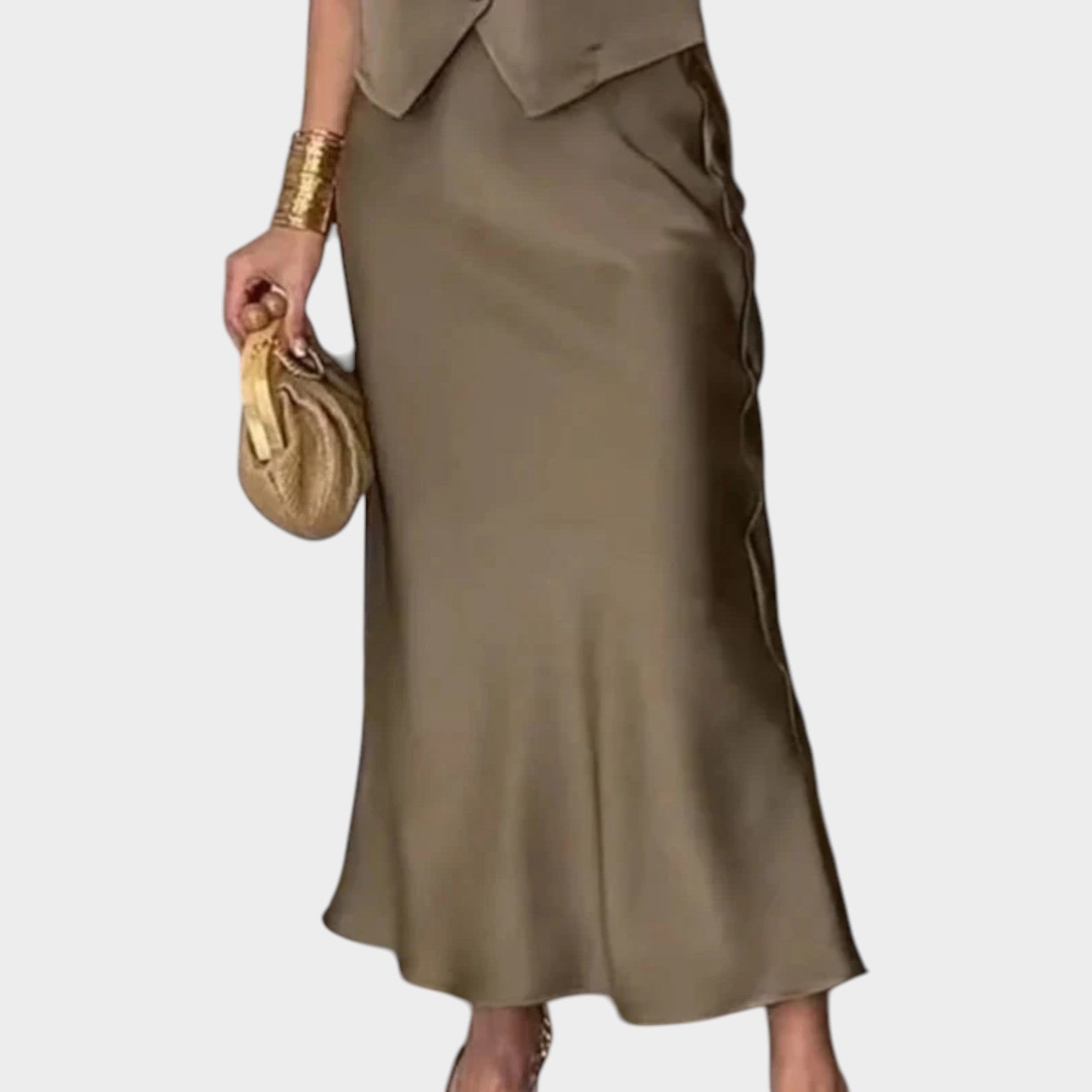 Satin Vest and Skirt Two Piece Set