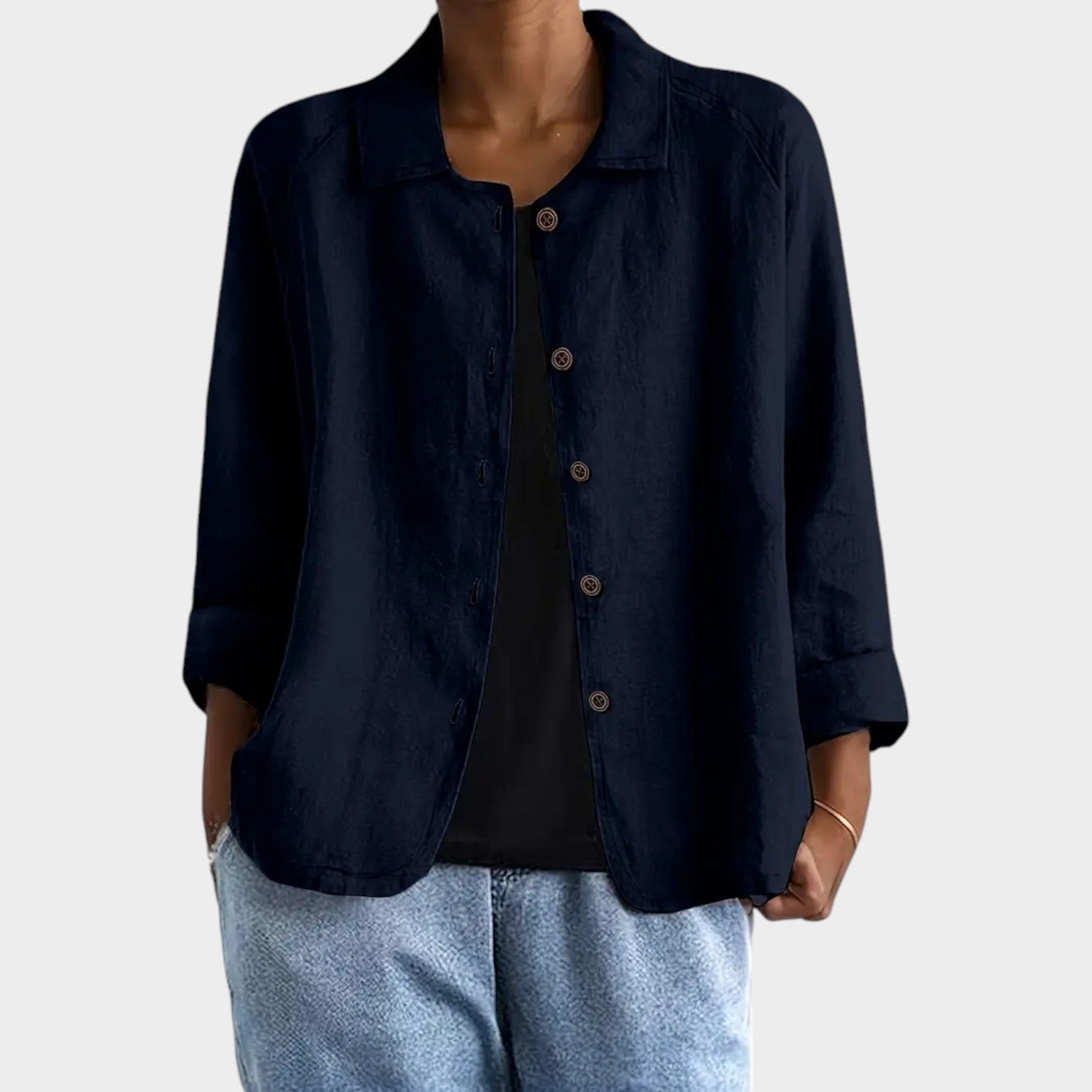 Textured Button Up Blouse